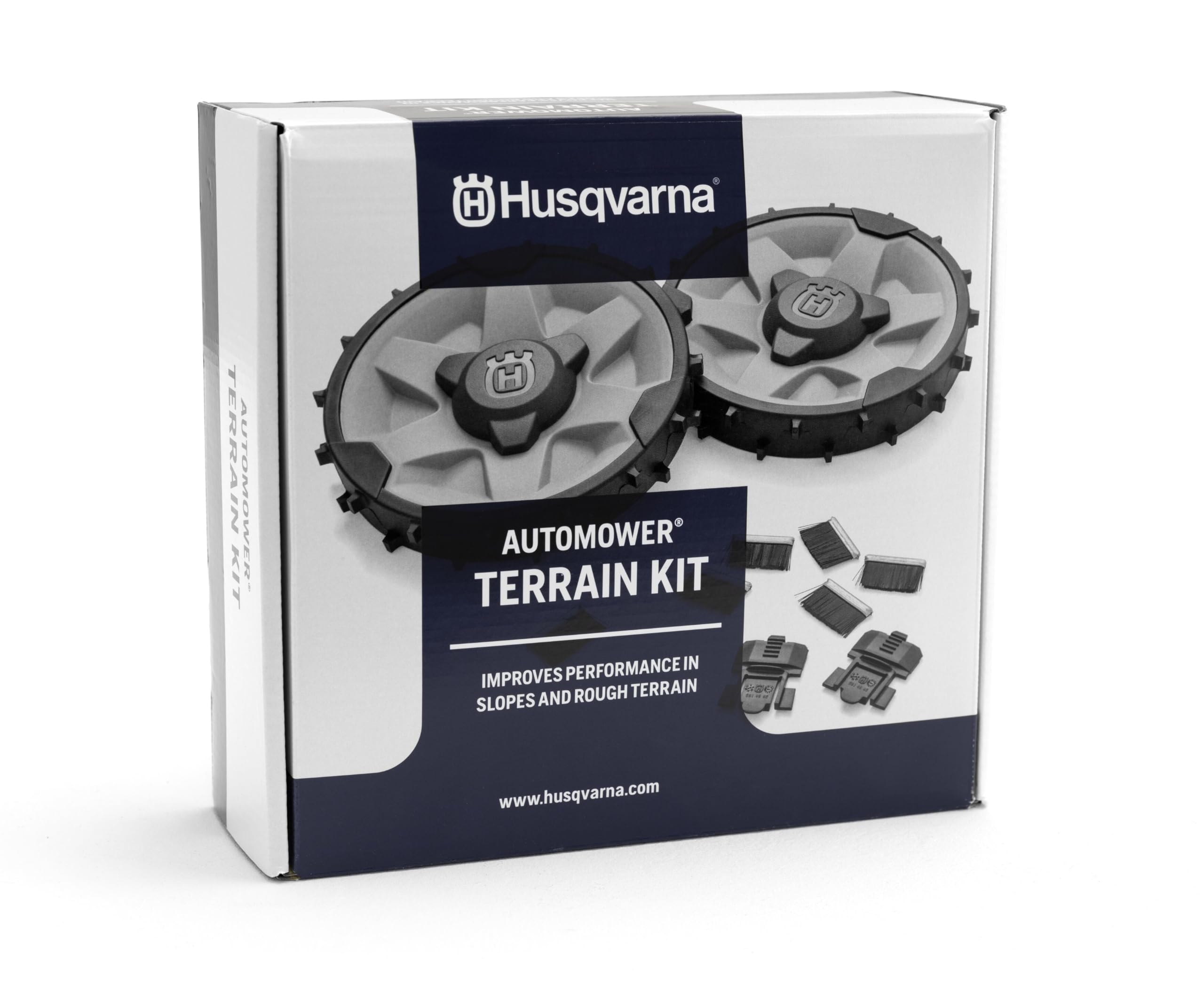 Husqvarna Automower® Terrain Kit mit Bürsten – Passend für Automower® 310, 315, 315X, 520 & 550 – Verbessert die Haftung an Hängen und unebenem Boden
