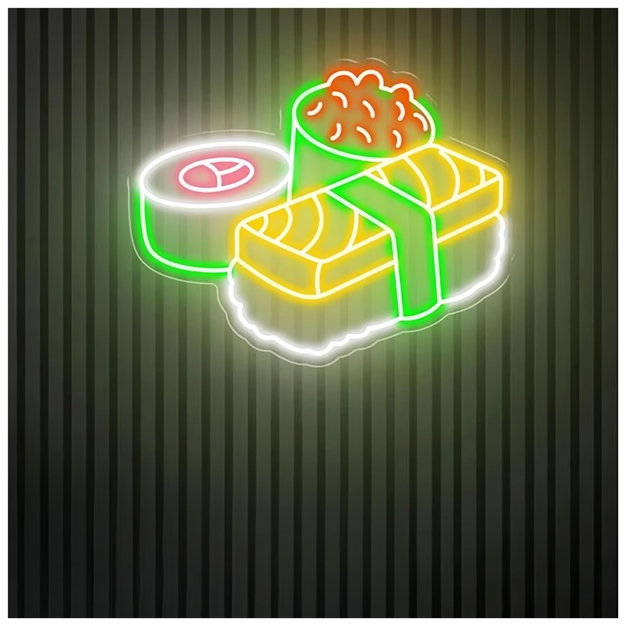 SHOUXI Sign Lamp Sushi Neon Sign Japanese Restaurant Sushi Roll Neon Light Kitchen Wall Decor Business Logo Light Sign(B,50X40CM)