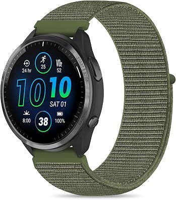 Nylon Hook and Loop Watchband Compatible with Garmin Forerunner 965/970/955/945/935,22mm Soft Lightweight Sport Strap for Fenix 6 Pro/6/Fenix 5 Plus/5/Approach S62 Accessory