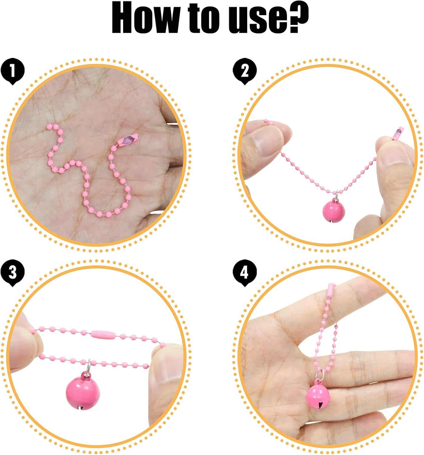 100 Pcs White Metal Ball Beads Chain Bulk for Hanging Decor