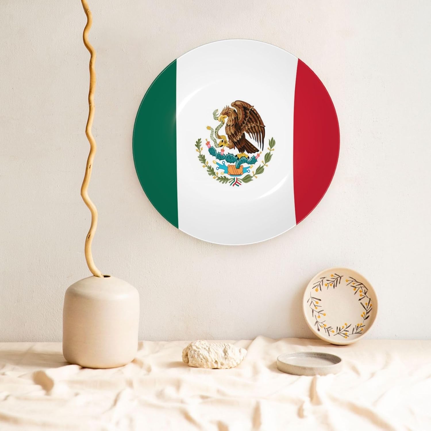 Mexico-Flag 10 Inch Decorative Plate With Stand, Elegant Display Wall Plate For Home Decor