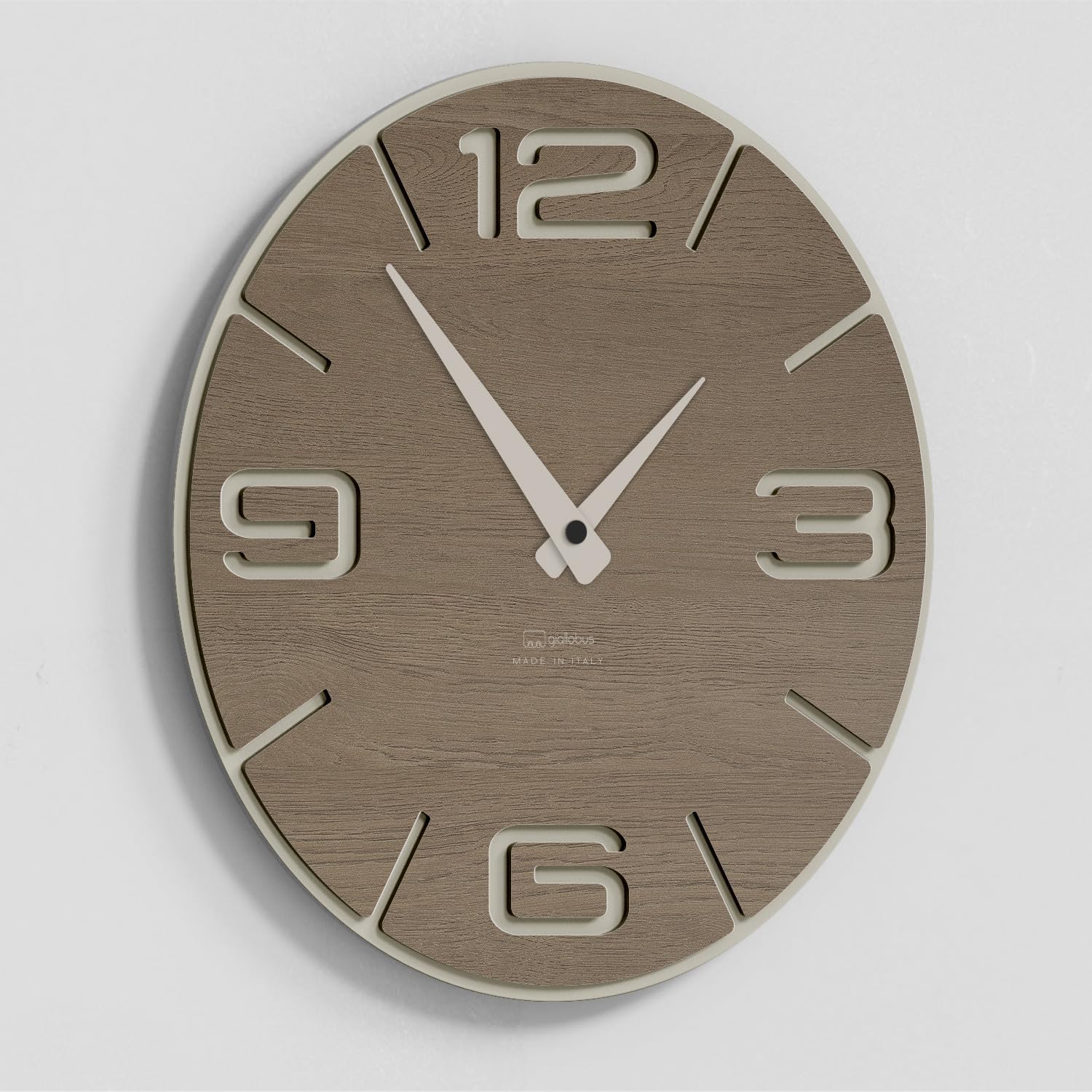 Giallobus - Premium-Uhr - Simple Relief - MDF-Holz - Premium 45x45cm - n.10 Oak - Italienisches Handwerk – geräuschlos – Geschenkidee – modern