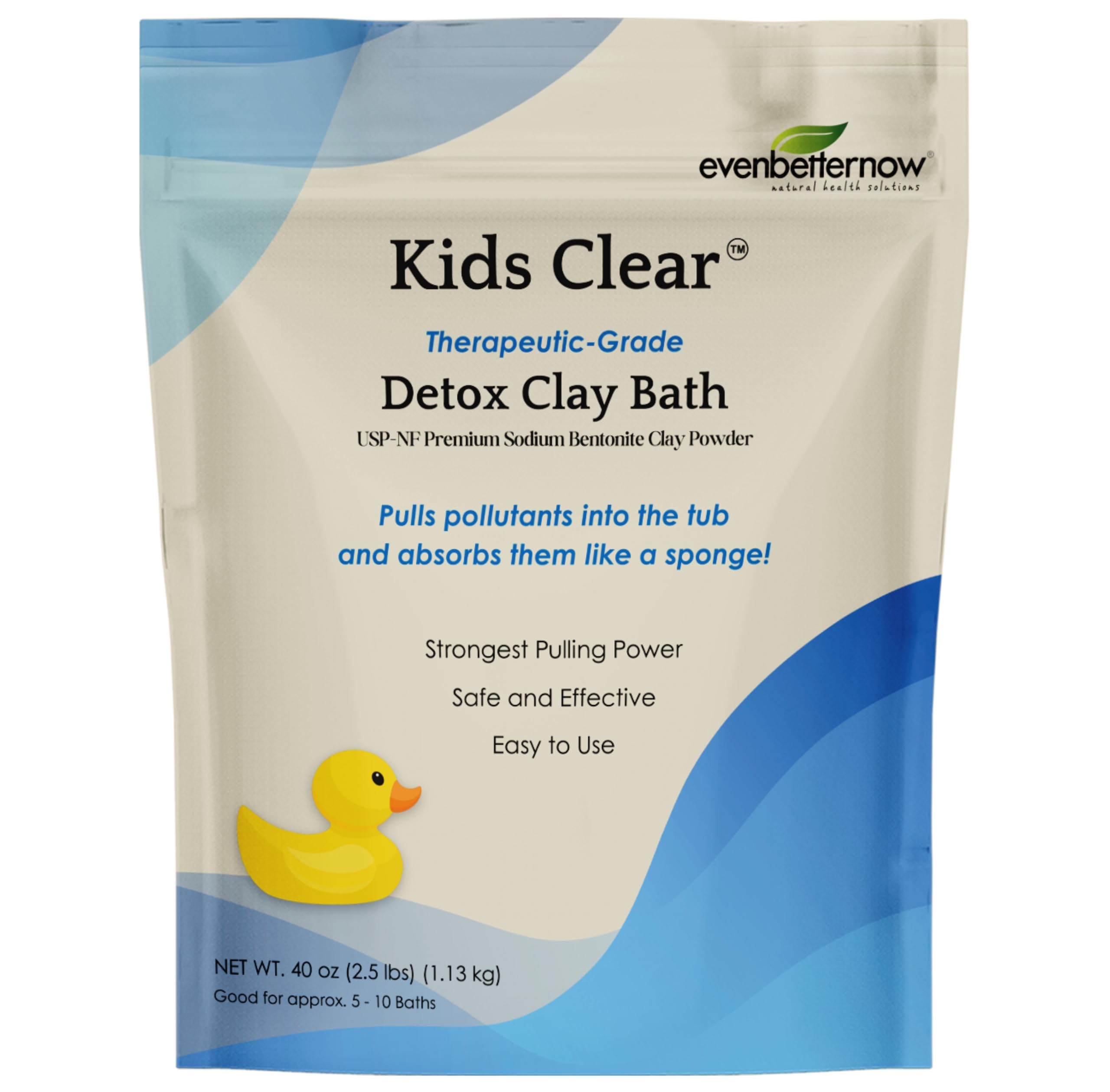 Kids Clear™ Detox Clay Bath, 100% Pure Sodium Bentonite - Removes Toxins, Impurities and Contaminants, by Evenbetternow LLC, 2.5 lbs (40 oz)