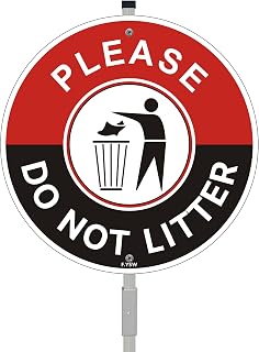 Please Do Not Litter Sign No Dumping Trash Outdoor Private Property 10" x 10" With 28" Long Metal Stake With Stand Aluminum Outdoor Use Yard Business Home Grass Lawn