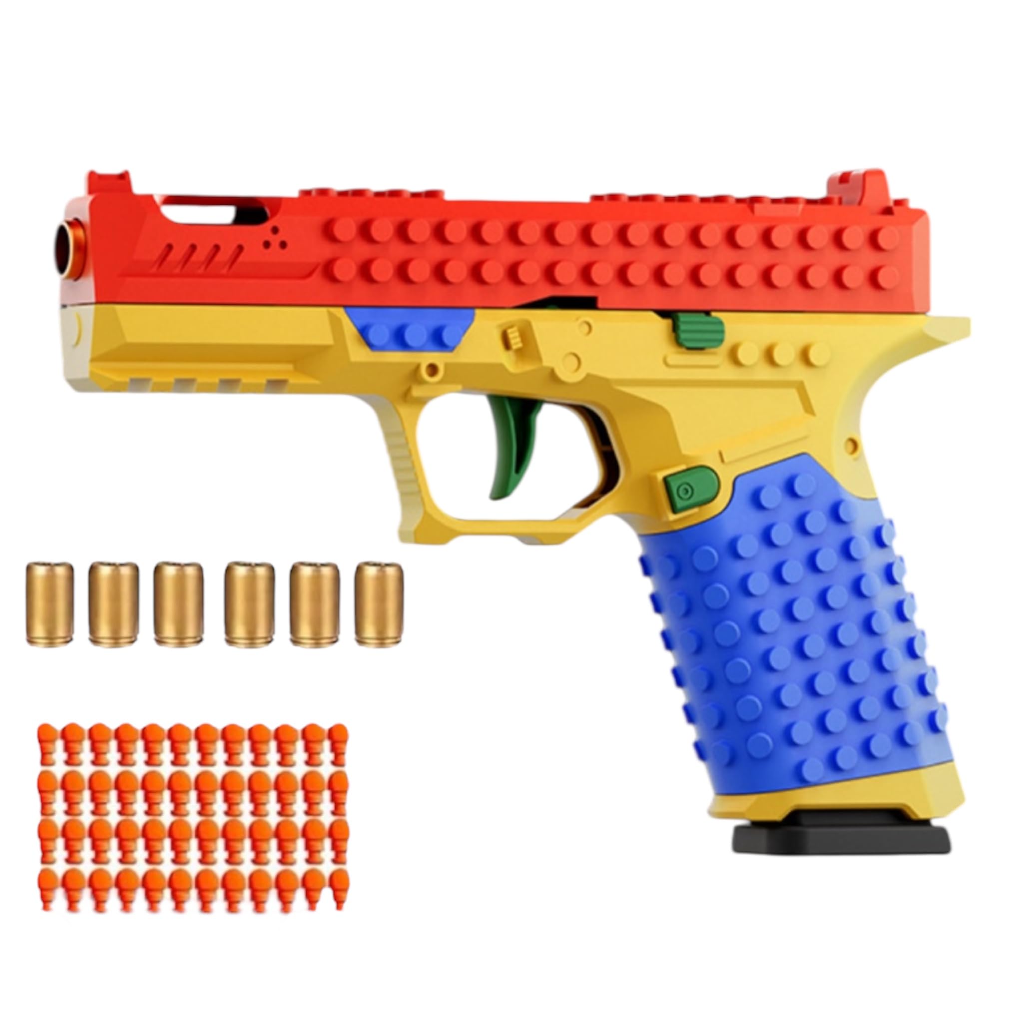 Toy Pistol Shell Ejecting Building Bricks Upgraded Toy Gun Soft Bullet, Soft Bullet Blaster Fidget Pistol Stress Shot