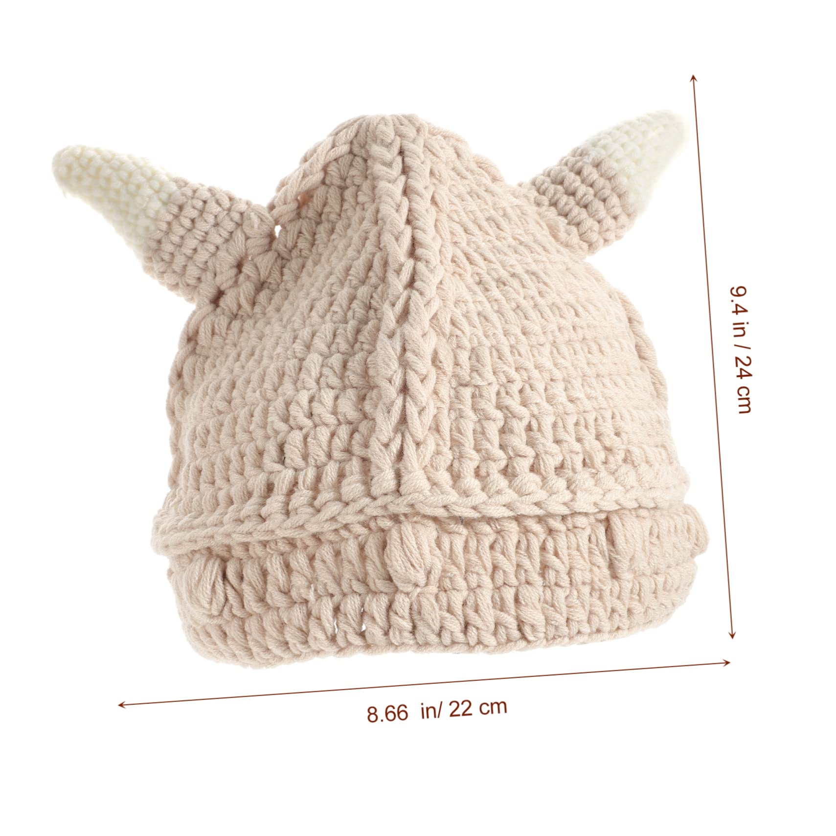 SOIMISS 3 Piezas Gorro de Punto Caliente Sombrero de Beanie Sombreros de la Gorrita Tejida Gorro de Punto con Cuernos Gorro de Lana Sombreros Aire Gorro Unisex Hilo Beige