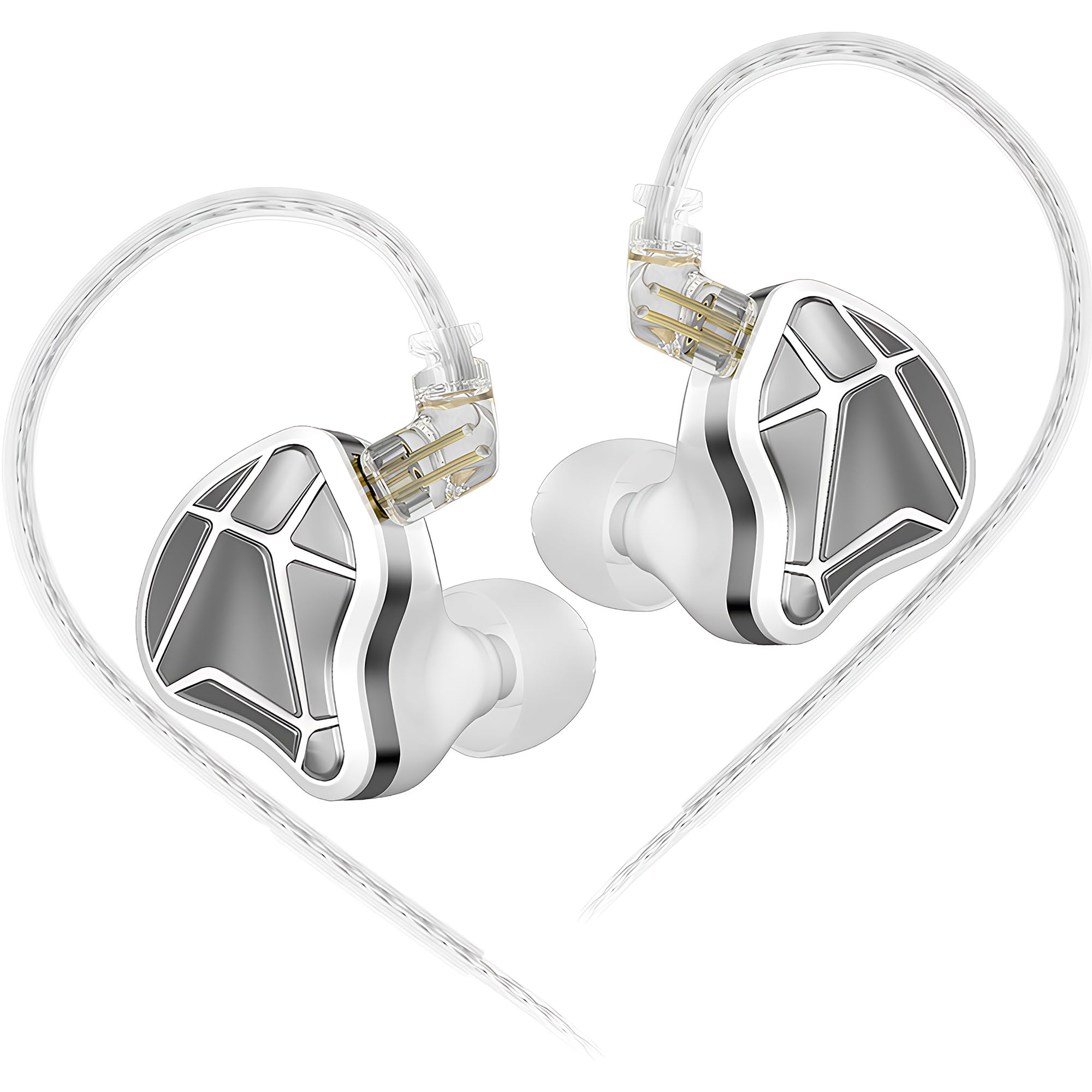 KZ Axas - Auricolari da gioco FPS con driver Hi-Fi, cavo staccabile, scheda audio portatile, auricolari cablati Esports per PC, interruttori, ecc. (bianco, senza microfono)