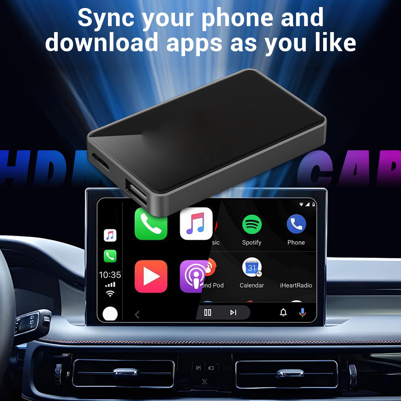Tosuny Dongle 'adattatore Video per Auto Wireless, Convertitore di Bastoncini da 2 in 1 Auto e Convertitore di Focolare con Reti Wifi a Doppia Wifi e 5.0, per IOS 10+ e 12 (4 GB+32 GB)