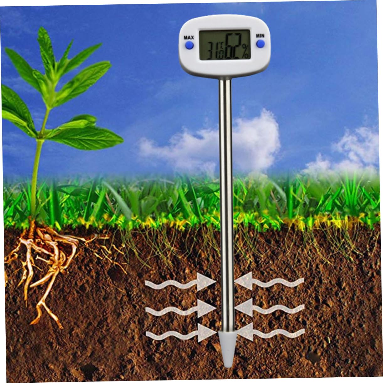 Toddmomy 3piezas Medidor De Temperatura y Humedad Del Suelo Aguja Higrómetro Mini Para Jardinería y Pruebas De Suelo Fácil De Usar y Transportar Sin Baterías Ni Conexiones Eléctricas