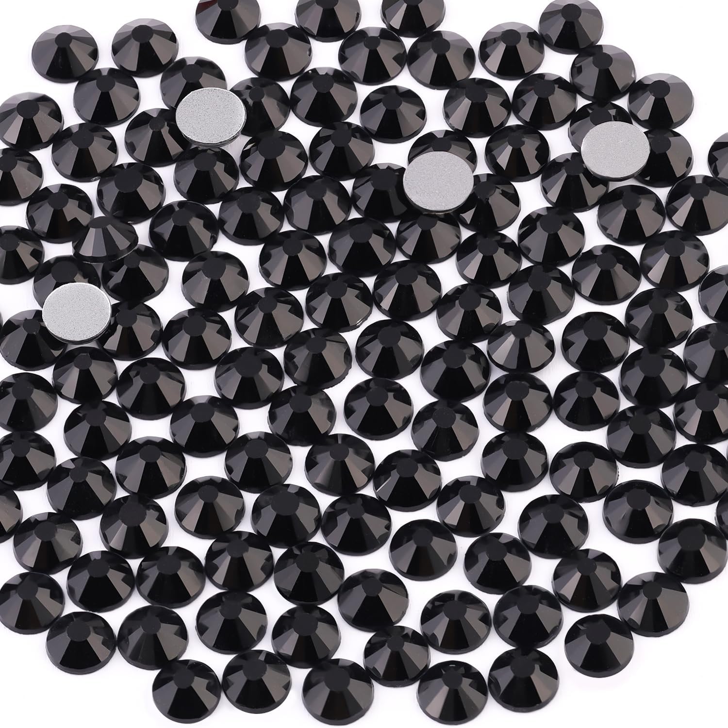 2000PCS SS20/5mm Glass Crystal Rhinestones (Jet Black), Flatback Black Rhinestones for Bedazzling Crafting DIY Crafts Nail Art Makeup Decoration, Gems Diamond Charms for Tumbler Shoes Clothing Mug