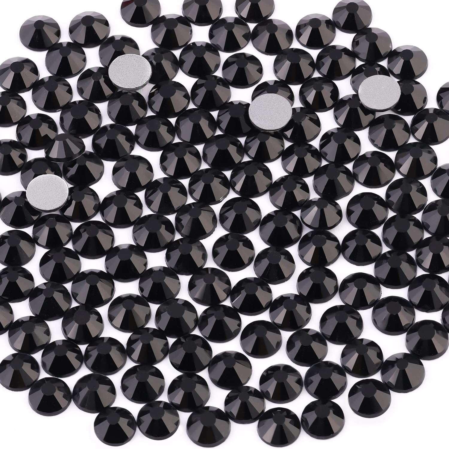 2000PCS SS20/5mm Glass Crystal Rhinestones (Jet Black), Flatback Black Rhinestones for Bedazzling Crafting DIY Crafts Nail Art Makeup Decoration, Gems