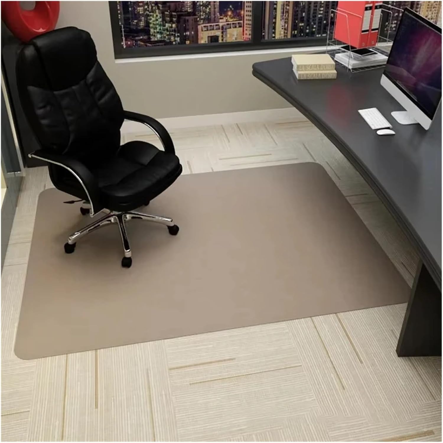 Swivel Office Chair Mat - Non-Slip Crystal Velvet Floor Protector for Hardwood & Tile - Stylish Home Decor - 60x90CM (2x3FT) - Color 4