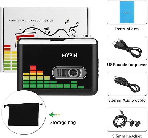 Miniatura 8 de Convertidor de casete USB a MP3 casete portátil Walkman reproductor de música convertidor de cinta a MP3 con auriculares control de volumen no