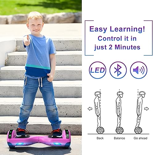 Miniatura 5 de SISIGAD Scooters for Kids Ages 7-12, with Built-in Bluetooth Speaker and 6.5" Colorful Lights Wheels, Safety Certified Self Balancing Scooter