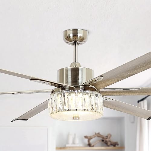Miniatura 9 de Parrot Uncle Ceiling Fans with Lights and Remote 65 Inch Large Ceiling Fan with Light Big Outdoor Ceiling Fans for Patios with LED Light, Nickel