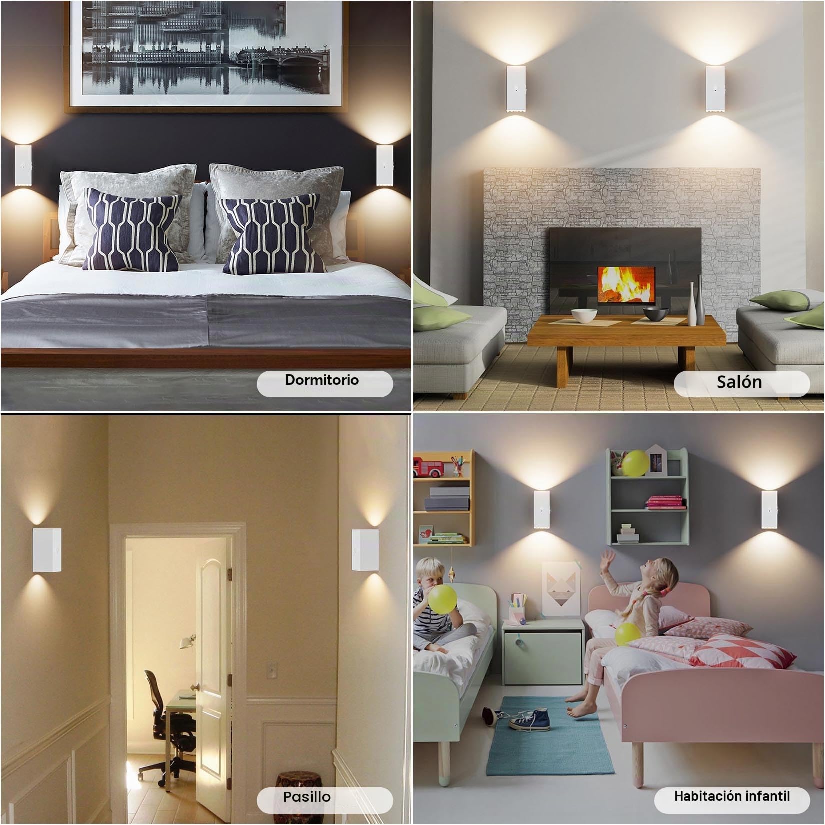 Aipsun 2 piezas LED recargable luz de pared con detector de movimiento blanco, 6000mAh, lámpara de pared inalámbrica con 3 modos, 6W 2700K para escaleras, pasillo, sala de estar, dormitorio, garaje