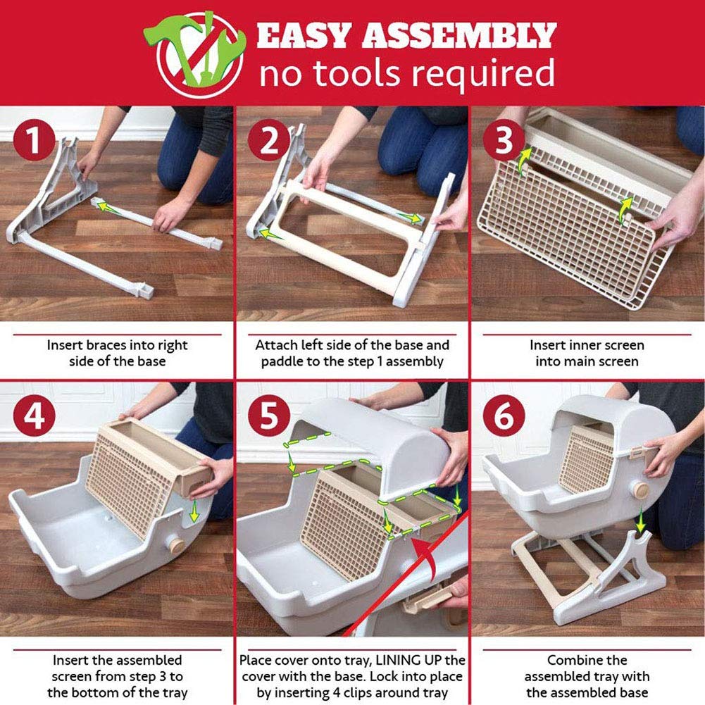Maison De Toilette pour Chat Bac À Litière pour Chat Structuré avec Tamis Litière pour Chat Semi-Automatique Nettoyage Rapide Plateau Réutilisable,Vert