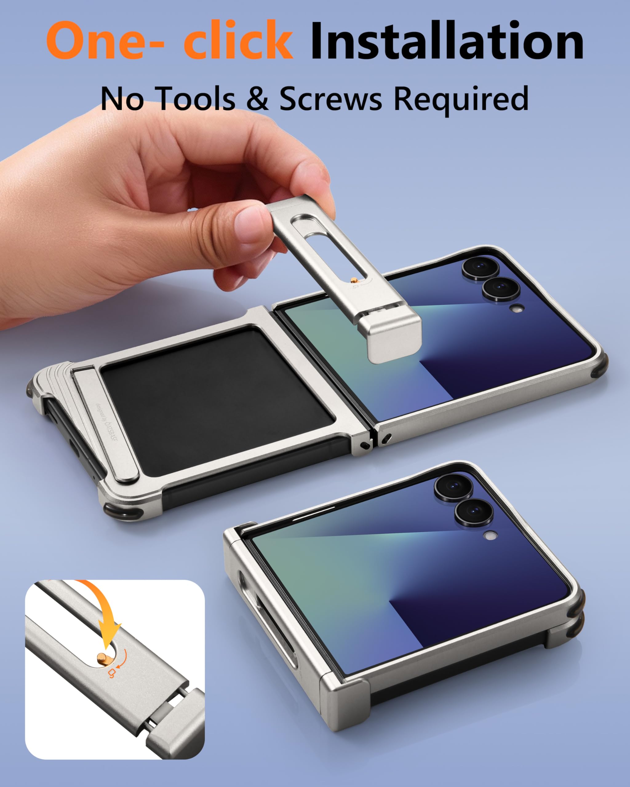 Custodia per Samsung Galaxy Z Flip 7, senza cornice, con supporto magnetico, in alluminio, sottile, a dissipazione del calore, antiurto, protettiva, per Samsung Z Flip 7 (argento)