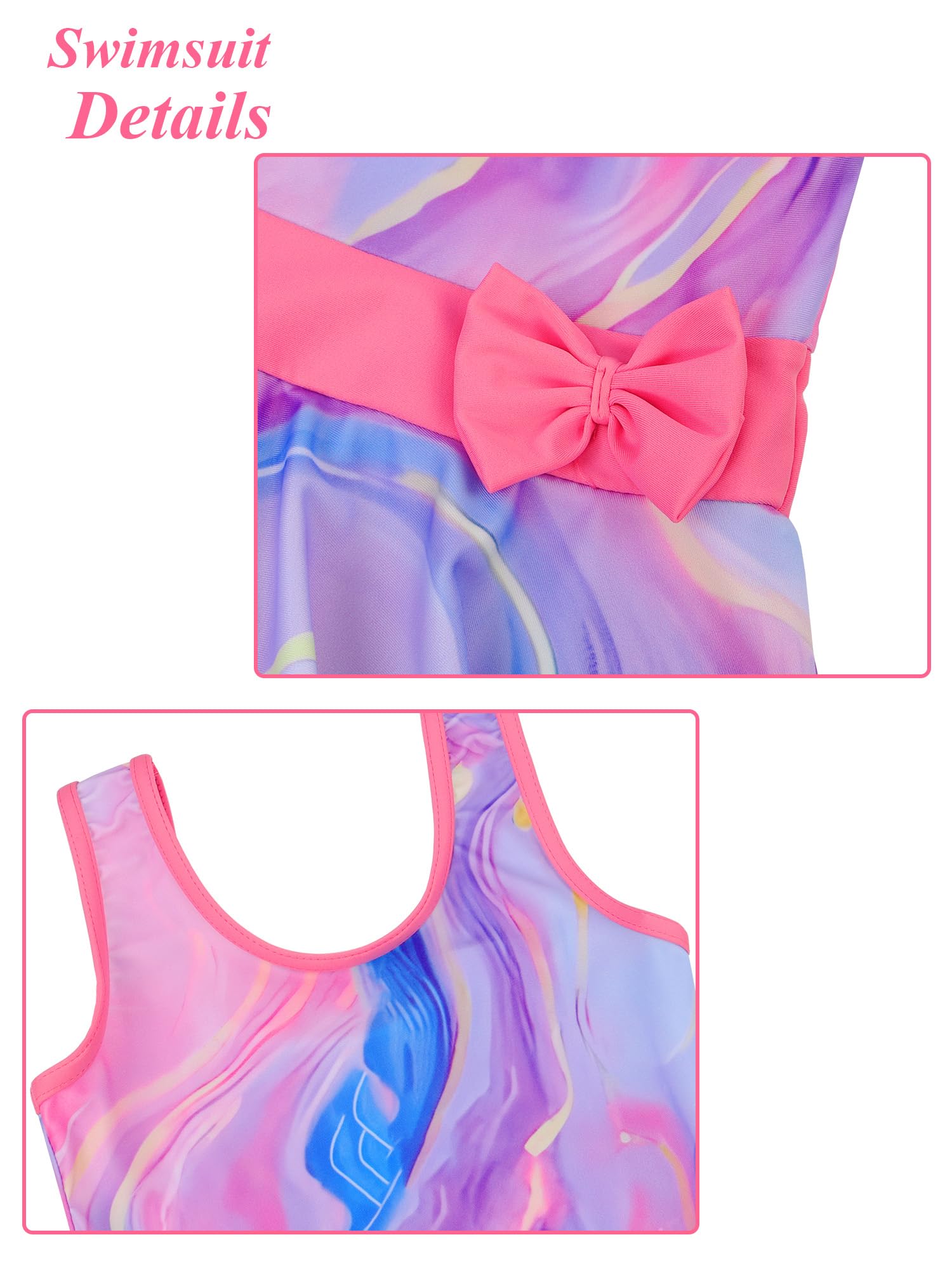 Costume da Bagno Ragazza, neonata di Un Pezzo del Costume di Nuoto a Increspatura Strisce