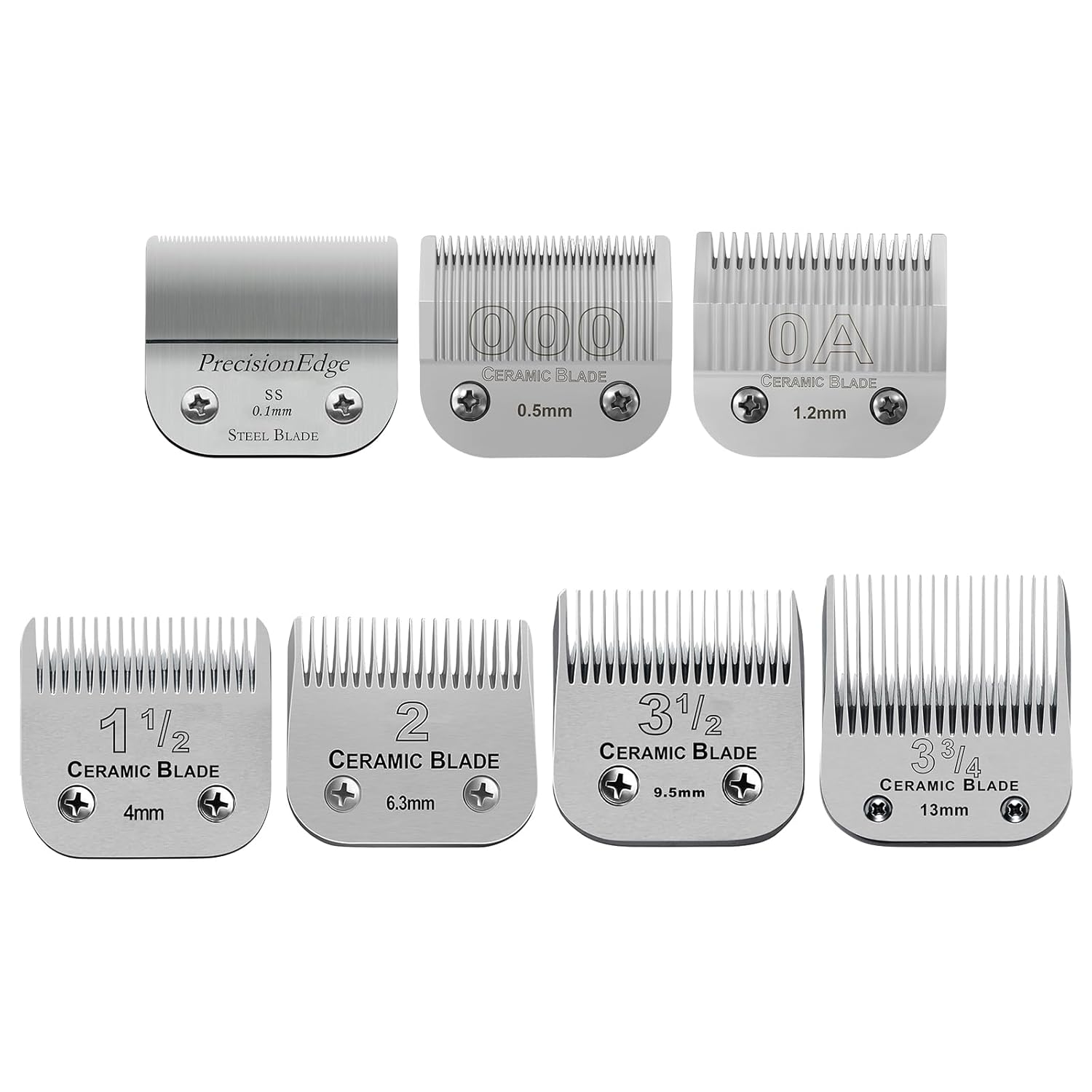 7 Packs Detachable Replacement Blades,Compatible with Andis/oster Classic 76/Star-Teq/Power-Teq/A5 Clipper,Cut Length 1/150"to 1/2"