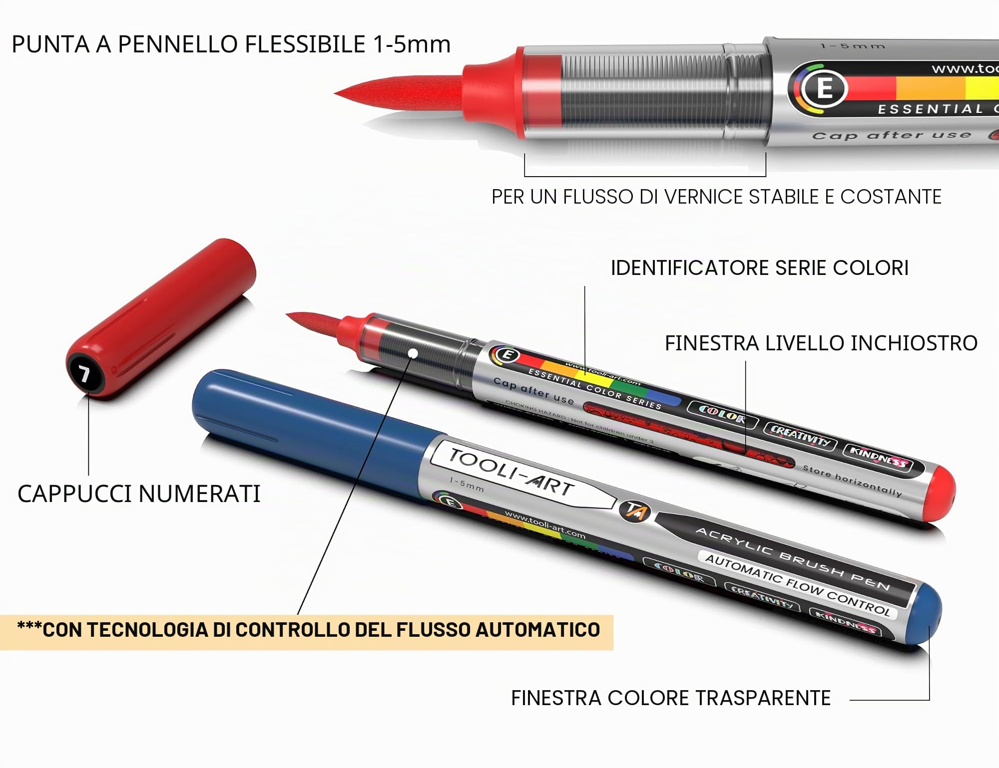 36 pennarelli acrilici con punta di pennello flessibile, controllo automatico del flusso, linea 1-5 mm, per pittura su pietra, pennelli per pittura, vetro, rame, legno