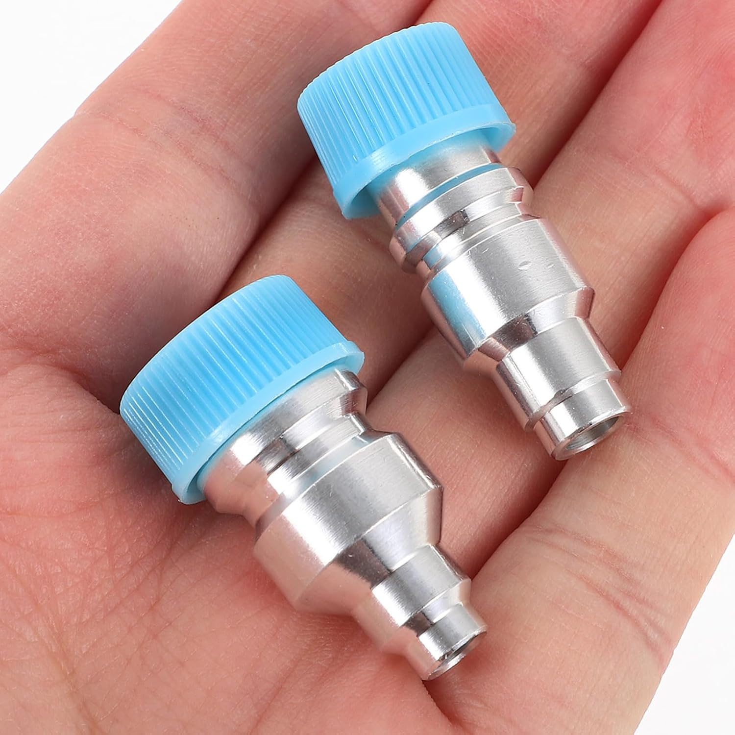2pcs Air Conditioning Quick Connect Couplers Pressure Fittings for Car Models Easy to Install Stable Connection for Efficient System Recharge