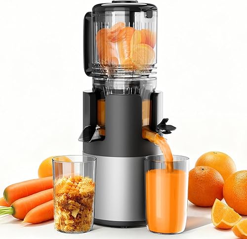 Exprimidor de prensa en frío, máquinas exprimidoras de 5.3 pulgadas de ancho para frutas y verduras enteras, exprimidor eléctrico de separación de