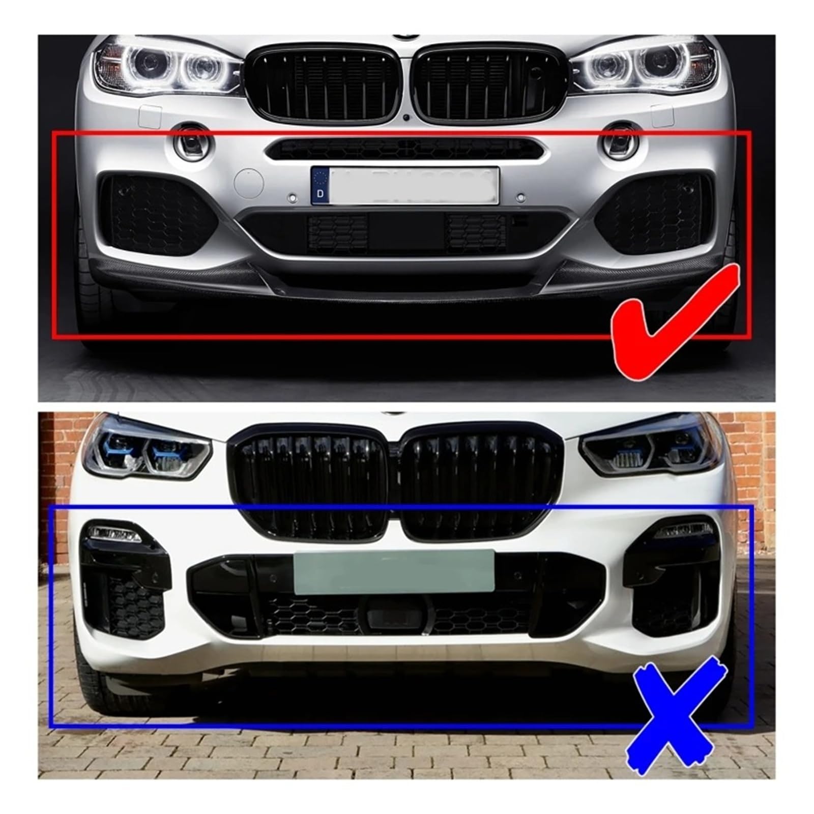 Alette Spoiler per Auto Per BMW Per X5 F15 M-Sport M50d SDrive25d 2014-2018 4 Pezzi/set Kit Spoiler Diffusore Paraurti Anteriore Splitter