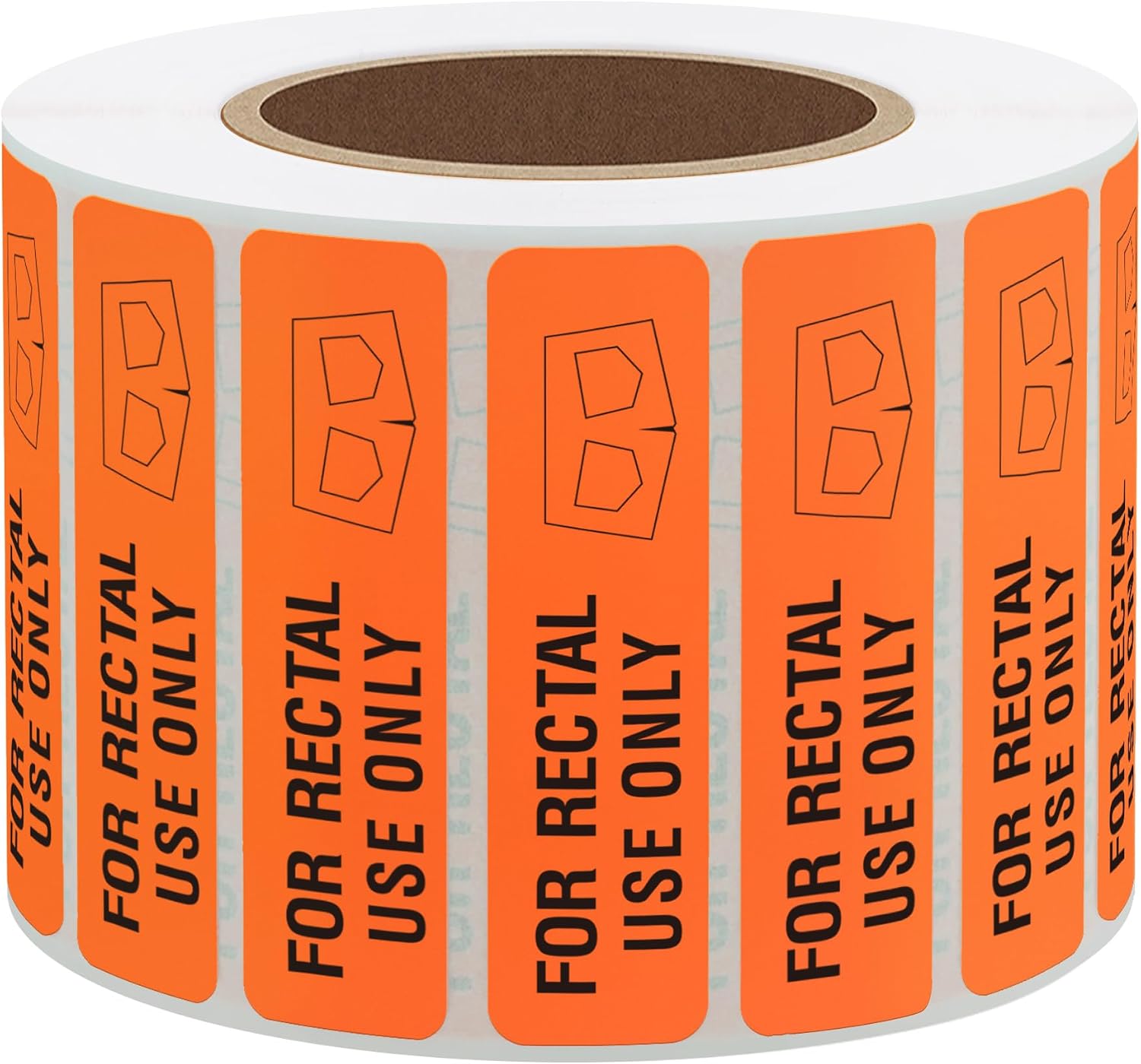 Shorts Stickers Bright Labels Fluorescent Paper for Rectal Use Only, 500 Stickers, 38x10 mm, Orange