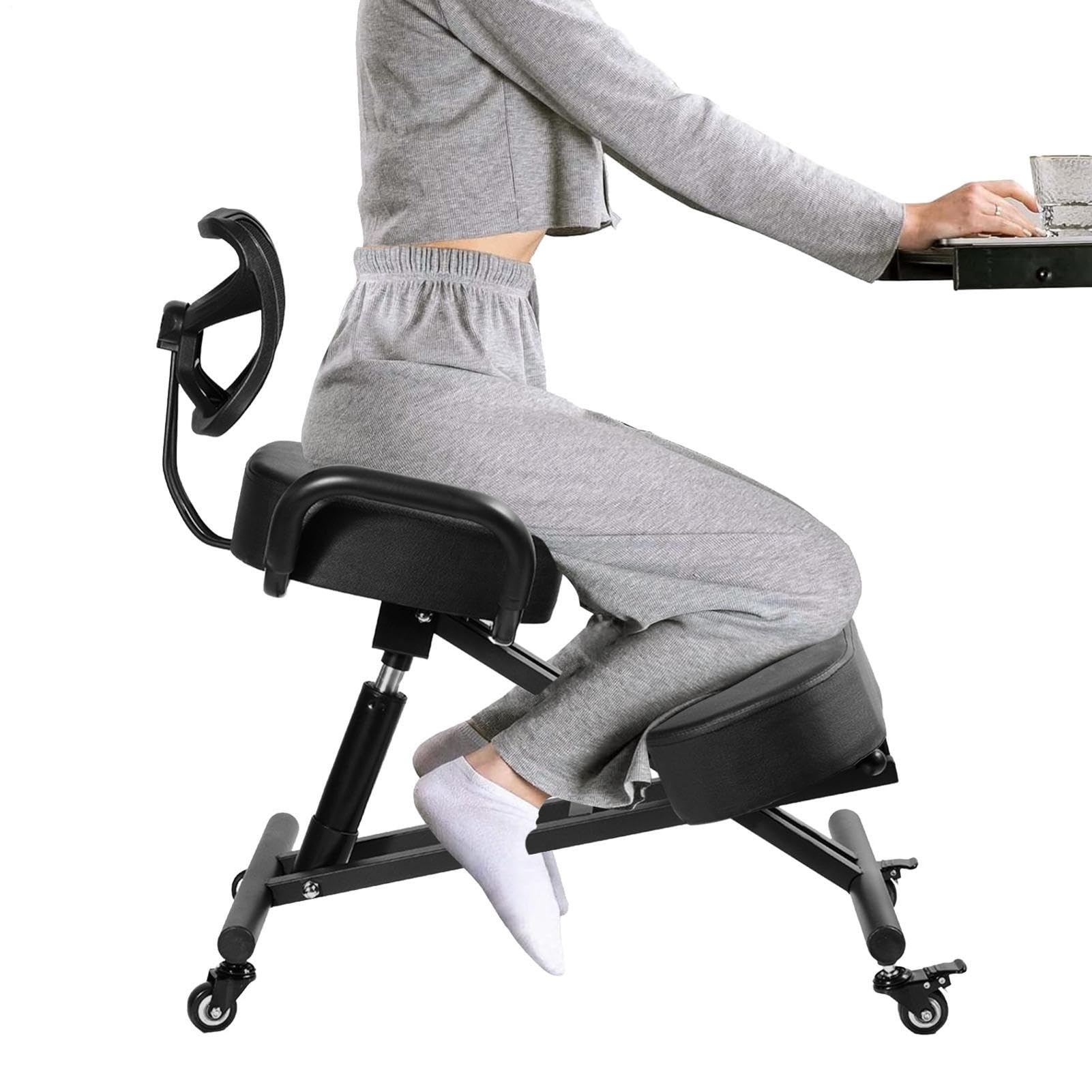 Chaise ergonomique à genoux pour bureau à domicile, tabouret de posture au design épuré moderne