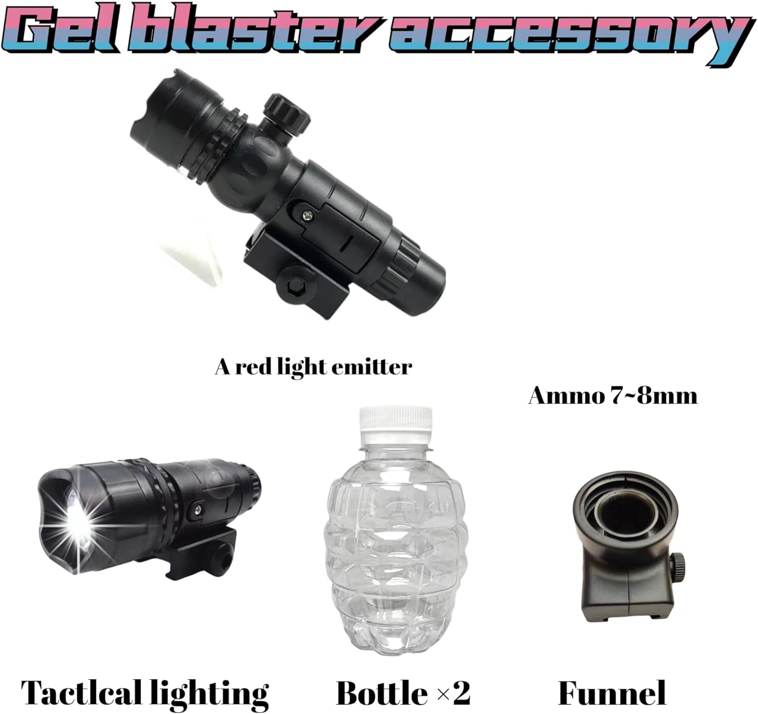 spark future Gel Blaster Accessories,Attachment,with Holder Bottle Funnel Splatter Ball Gun Parts, Suitable for Ages 14+