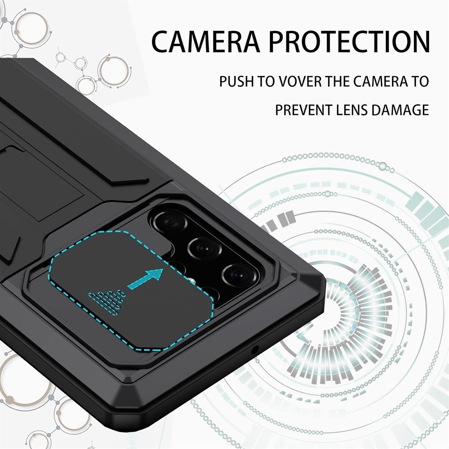 CZKE Aluminum Metal Case with Screen Protector for Samsung Galaxy S22 Ultra, Doom Armor Military Heavy Duty Shockproof Kickstand Full Cover (Color : Black, Size : S22pro)