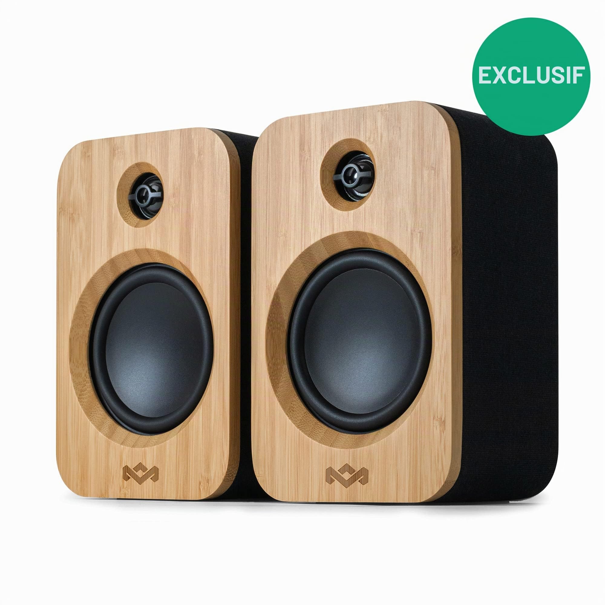 House of Marley Get Together Duo Enceintes Bibliothèque - Enceintes Bluetooth avec Entrée AUX, Compatibles avec Platine Vinyle - Enceinte Active Haute Définition, Conception Durable