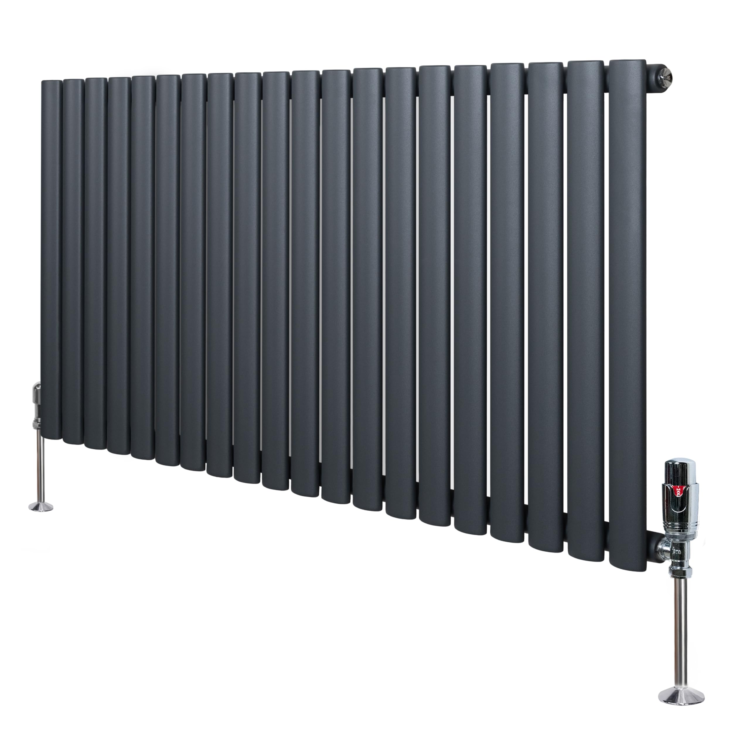 Oval Single Column Radiator 600mm x 1200mm & TRV Chrome Valves