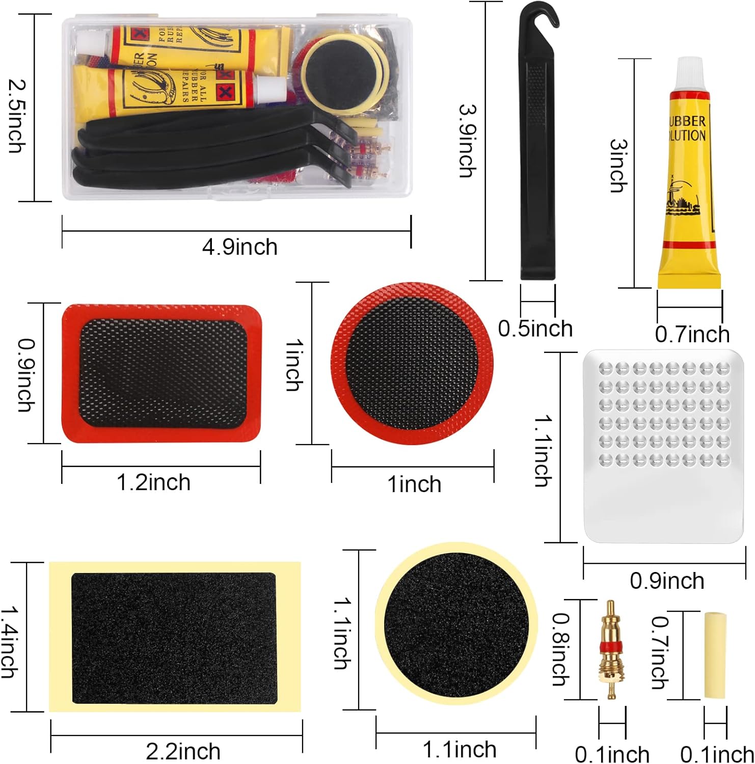 WANTERONG Bike Tire Patch Repair Kit: Bike Inner Tube Repair Kit with 20 PCS Vulcanizing Patch 9 PCS Glueless Puncture Patches Valve Core Metal Rasp and Tire Lever for MTB BMX Road Mountain Bicycle : Sports & Outdoors