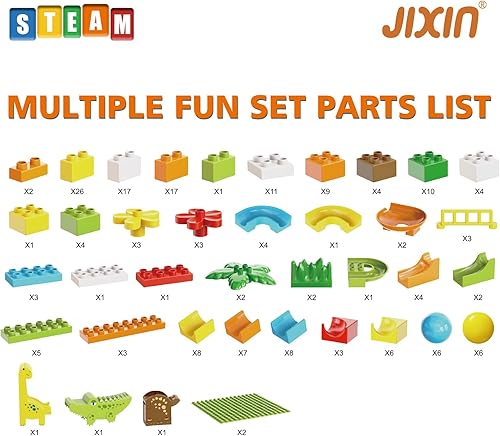 Miniatura 2 de JIXIn Carreras de canicas de dinosaurio para niños de 4 a 8 años, 187 piezas compatibles con Lego DUPLOS para edades de 2 a 5 años - Carrera de
