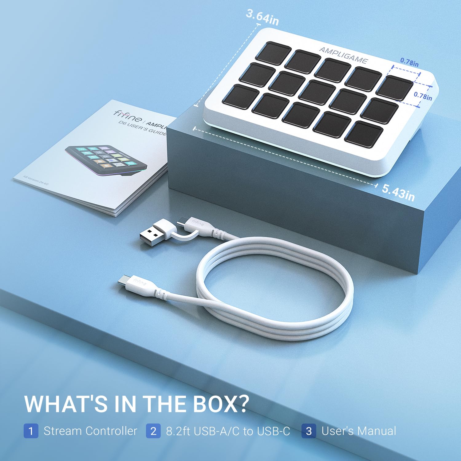 Fifine AmpliGame Stream Controller with 15 Macro Keys, Streaming Keyboard with Trigger Actions in OBS/Twitch/YouTube/Streamlabs, Shortcut Buttons Keypad Works with Mac and PC-D6