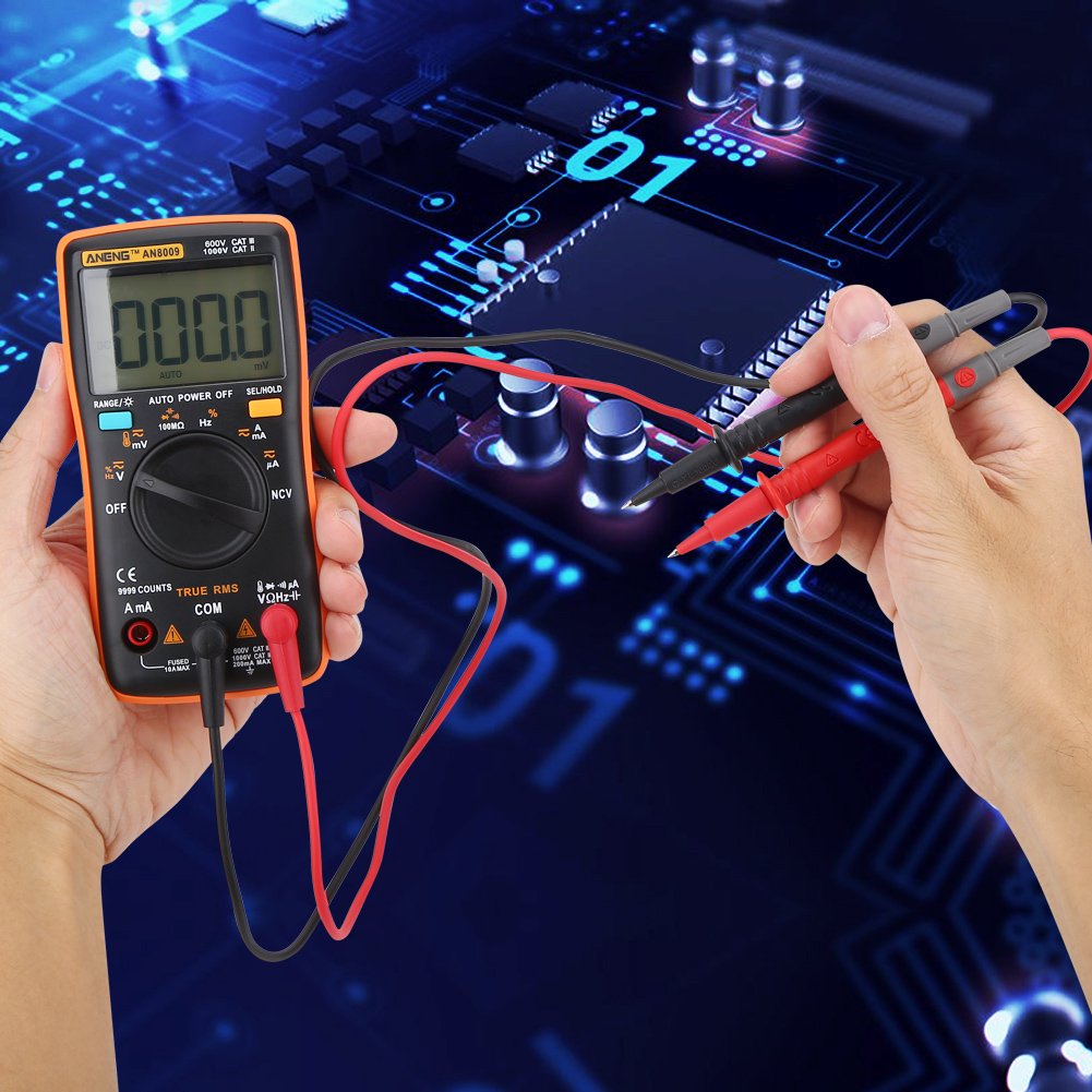 AN8009 Multimetro digitale Palmare Portatile Auto Range True RMS AC/DC Voltage Retroilluminazione elettronica Display LCD