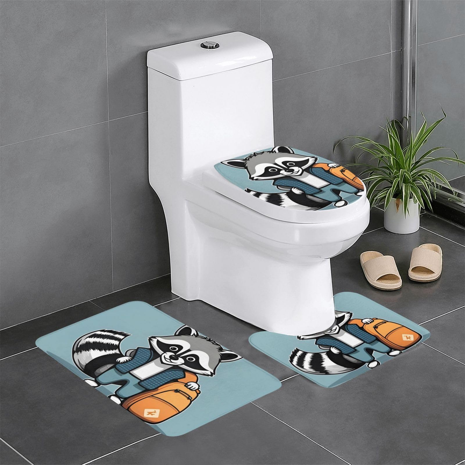 Tapis de salle de bain 61x40 cm lot de 3 tapis raton laveur durable et lavable