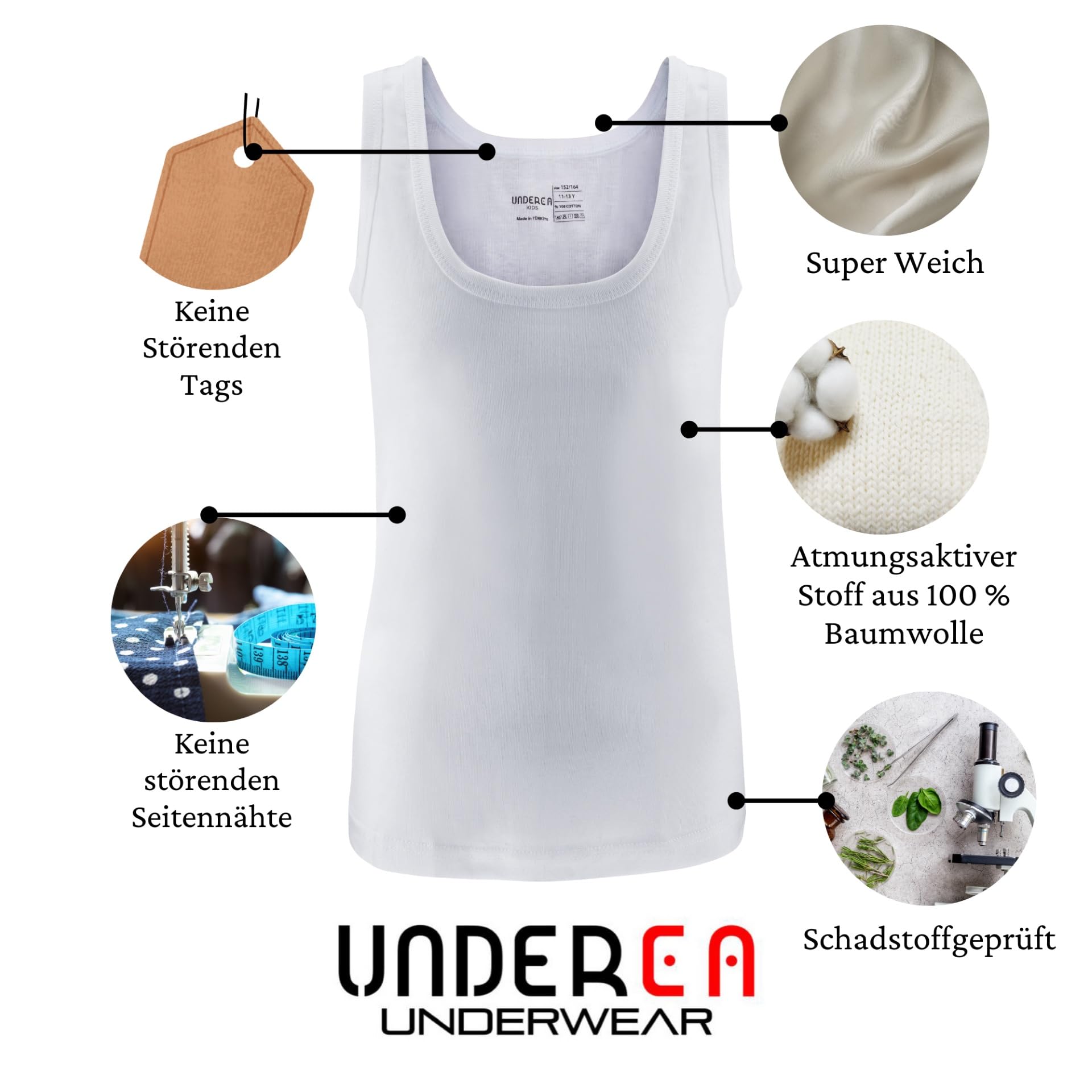 Pack de 3 camisetas interiores para niños, clásicas, acanaladas finas de 100% algodón peinado, para la escuela, deportes, uso diario