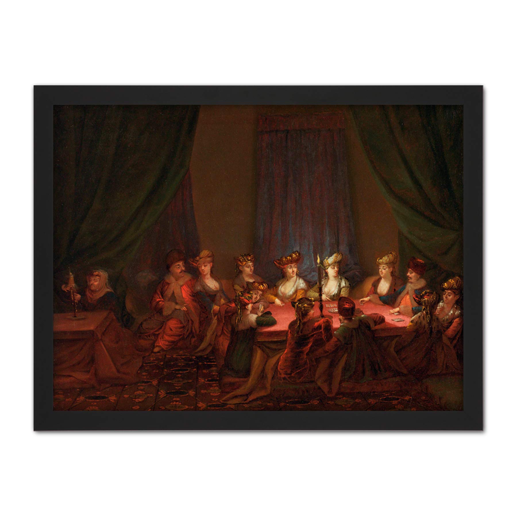 Artery8 Vanmour Party Of Armenians Playing Cards Painting Artwork Framed Wall Art Print 18X24 Inch