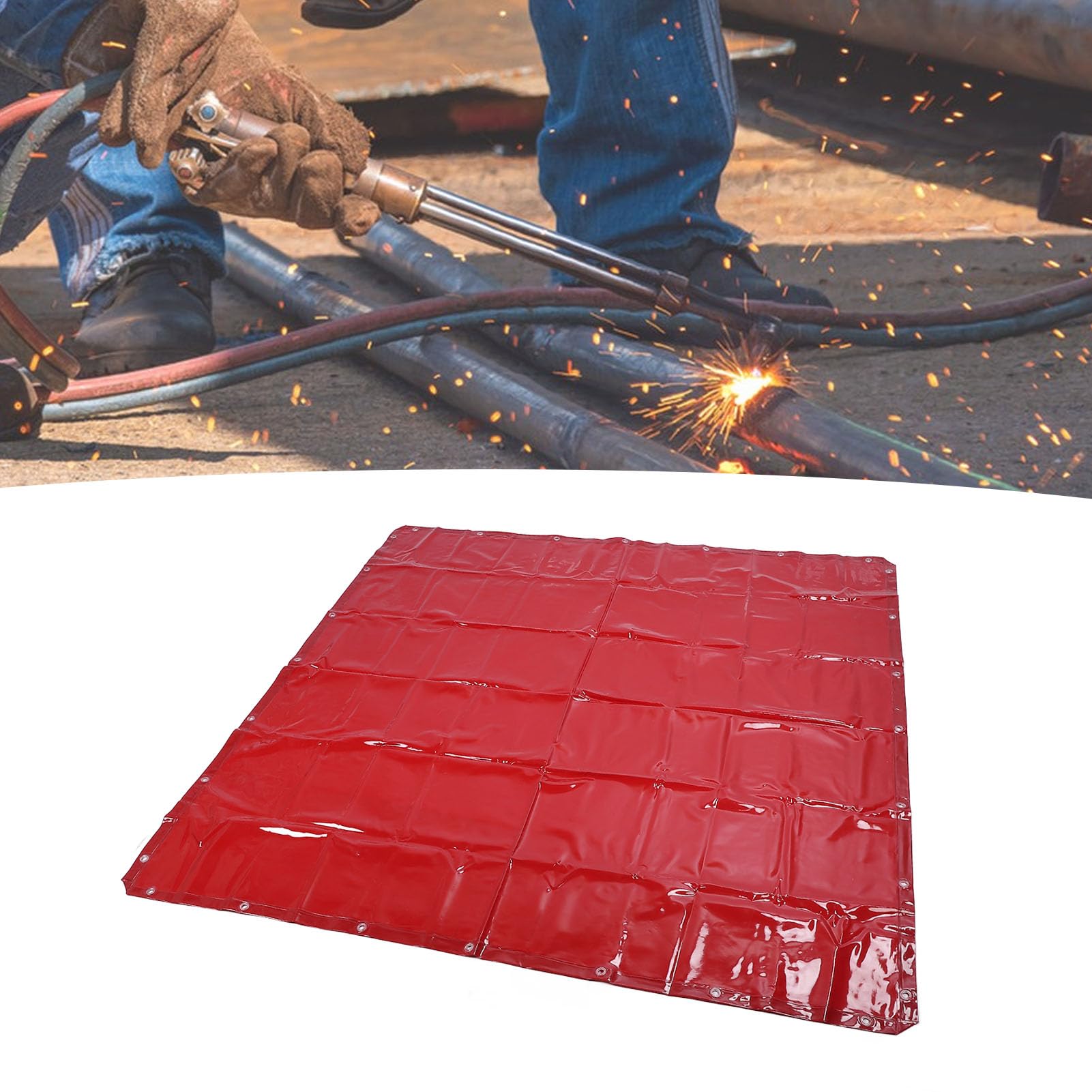Flame Retardant Red Welding Screen, Large Coverage Area, Easy Setup and Portable, UV Proofing for Workshop Automotive Plants, and More - Image 4
