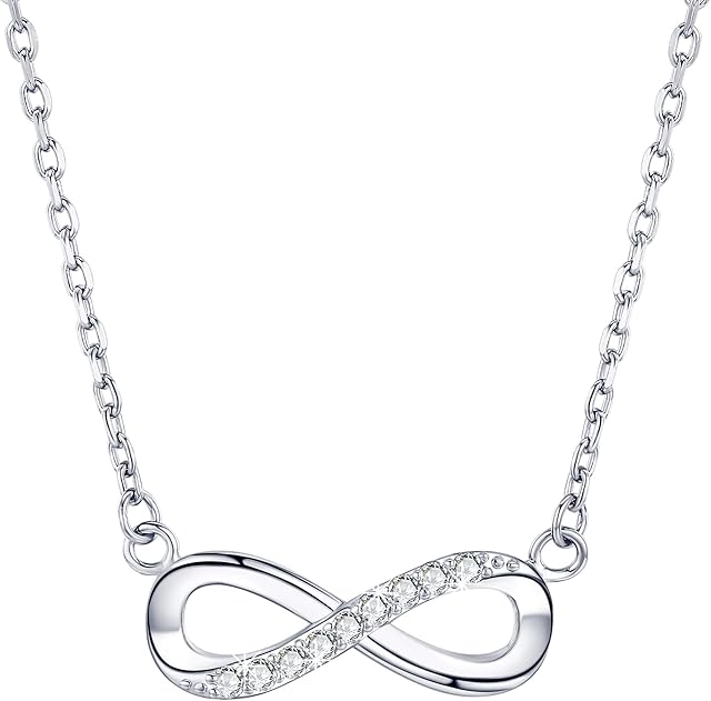 F.ZENI Infinity Pendant Necklace for Women 925 Sterling Silver Love Infinity Heart Necklace Cubic Zirconia Pendant Women Jewellery Gifts