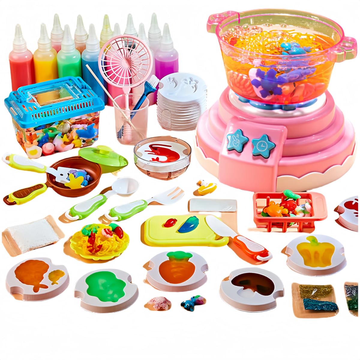 MCSWSEE Squishy Cooking Toys for Kids, Set of 8, Pink, Safe Material, DIY Simulation, Pretend Play, Kitchen, Role Play, Easy to Carry, Educational for Ages 3 and Up, Boys, Girls, Gift (12 Pieces, Pink