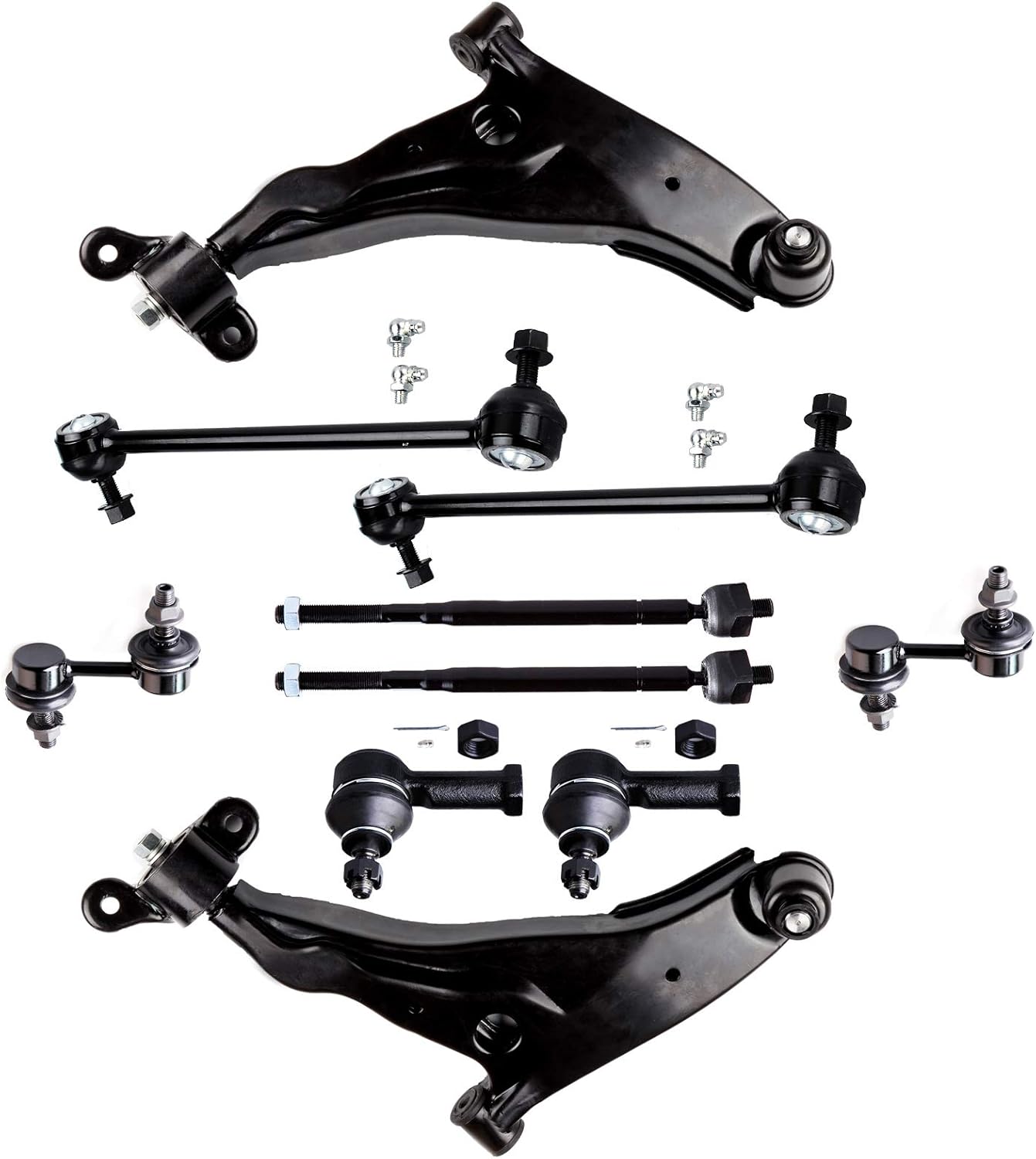 OCPTY - New 10-Piece Lower Control Arm Inner Tie Rod End Outer Tie Rod End Sway Bar End Link fit 2002-2005 For Chrysler Sebring 2002-2005 For Dodge Stratus 2002-2005 For Mitsubishi Eclipse