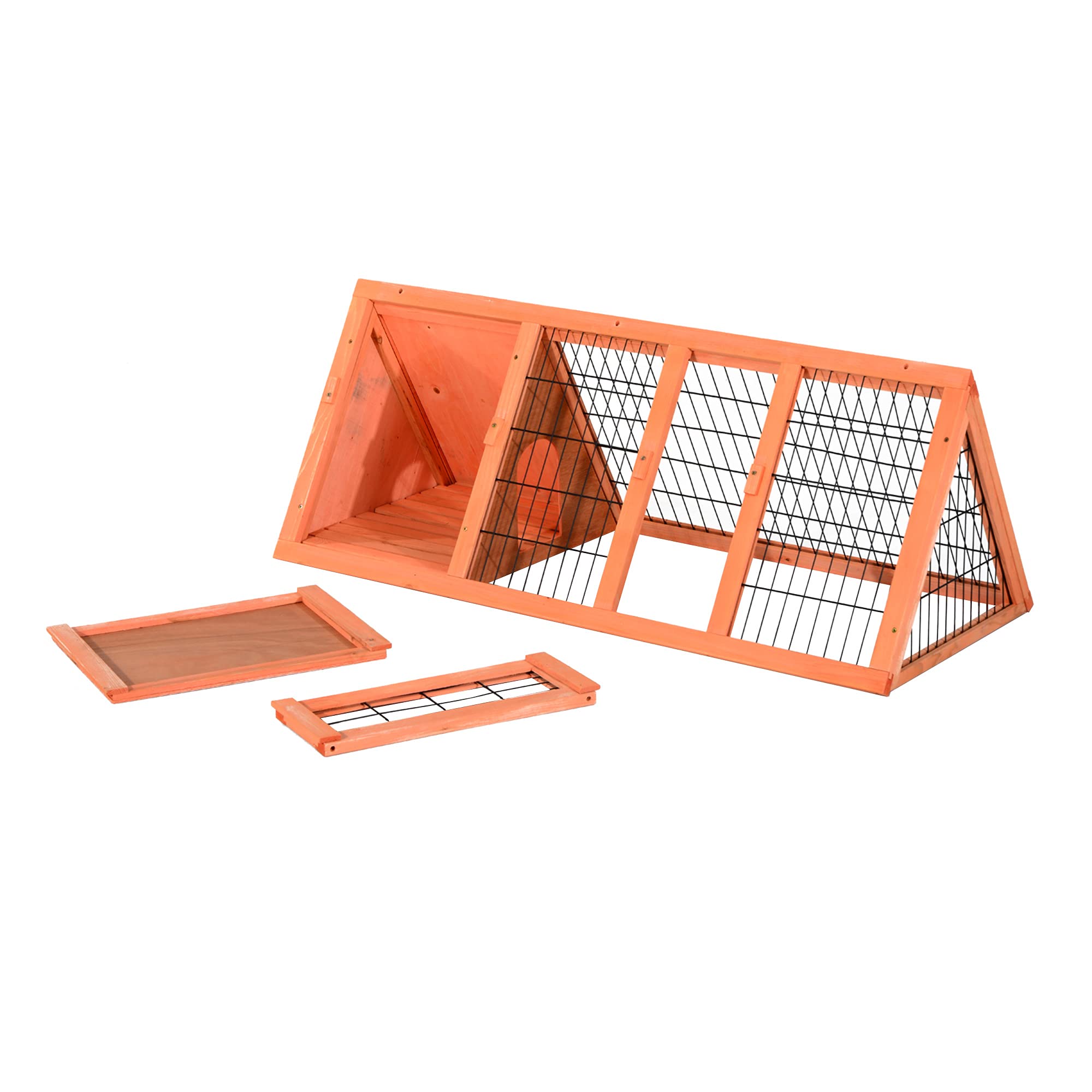 PawHut Gabbia per Conigli e Animali Domestici in Legno di Abete 118 x 50 x 45cm | Legno di Abete, 118x50x45 cm
