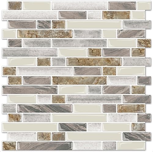 STICKGOO Protector contra salpicaduras de azulejos de diseño más grueso, 12 x 12 pulgadas, para pegar en la cocina, azulejos autoadhesivos para