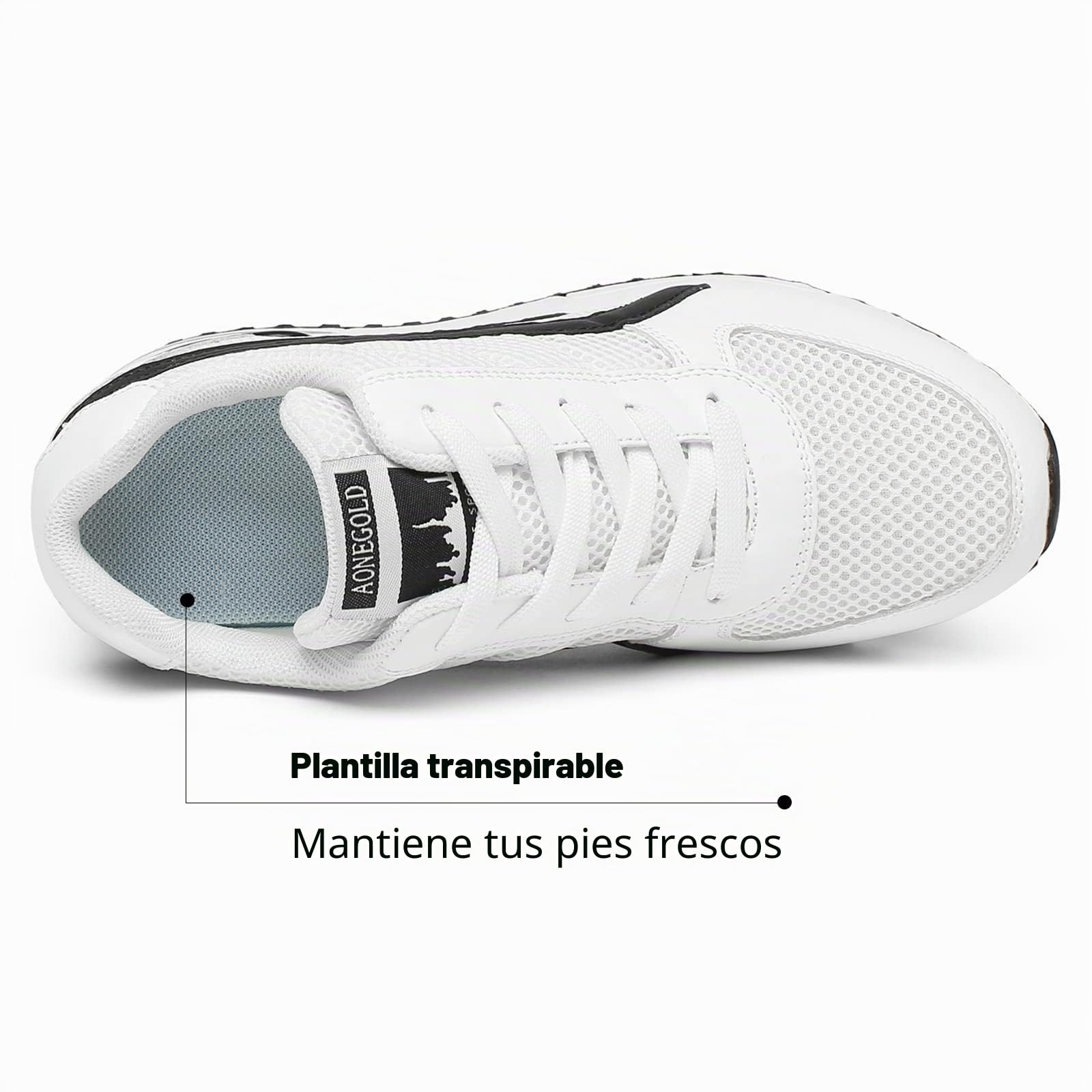 AONEGOLD Zapatillas de Cuña para Mujer Zapatillas de Deporte Zapatillas Altas Primavera/Verano Tacón Cuña 7CM