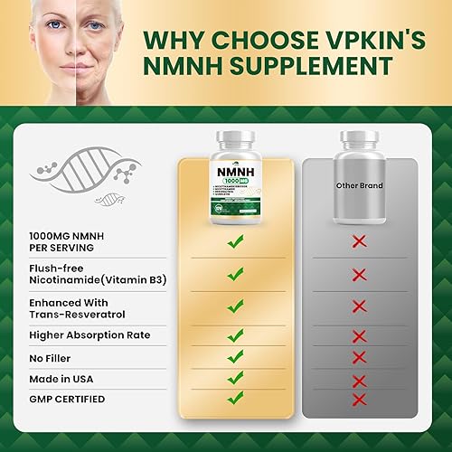 Vista 3 de NMNH (mononucleótido de dihidronicotinamida), suplemento NMNH de 1000 mg de mononucleótido de nicotinamida pura, alternativa de suplemento de alta