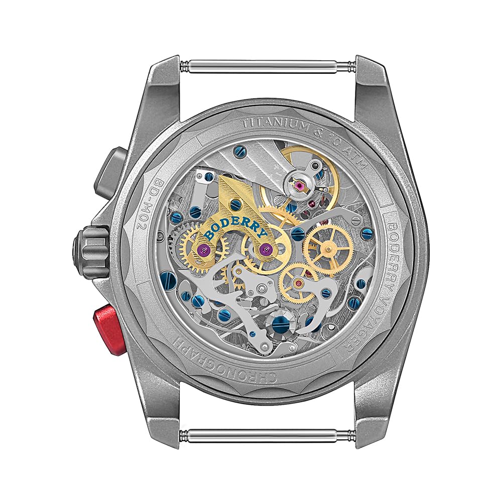 BODERRY Tytanowy chronograf dla mężczyzn, automatyczny mechaniczny zegarek polowy, szafirowy kryształ, wodoodporny 200 m - Voyager